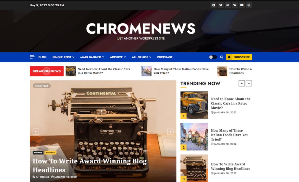 Best Free WordPress Magazine Themes WordPress-theme-chromenews