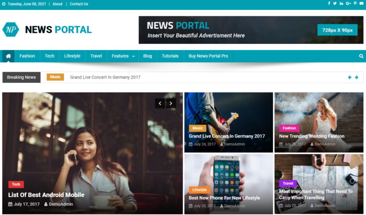 Best Free WordPress Magazine Themes WordPress-theme-news-portal