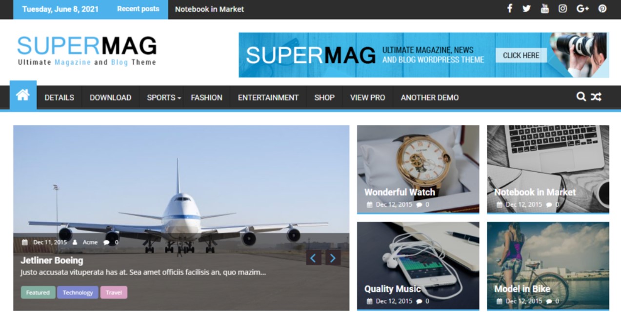 Best Free WordPress Magazine Themes WordPress-theme-surermag